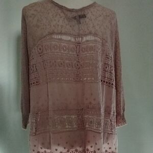 Olivia Sky Pink 3/4 Sleeve Graphic Blouse